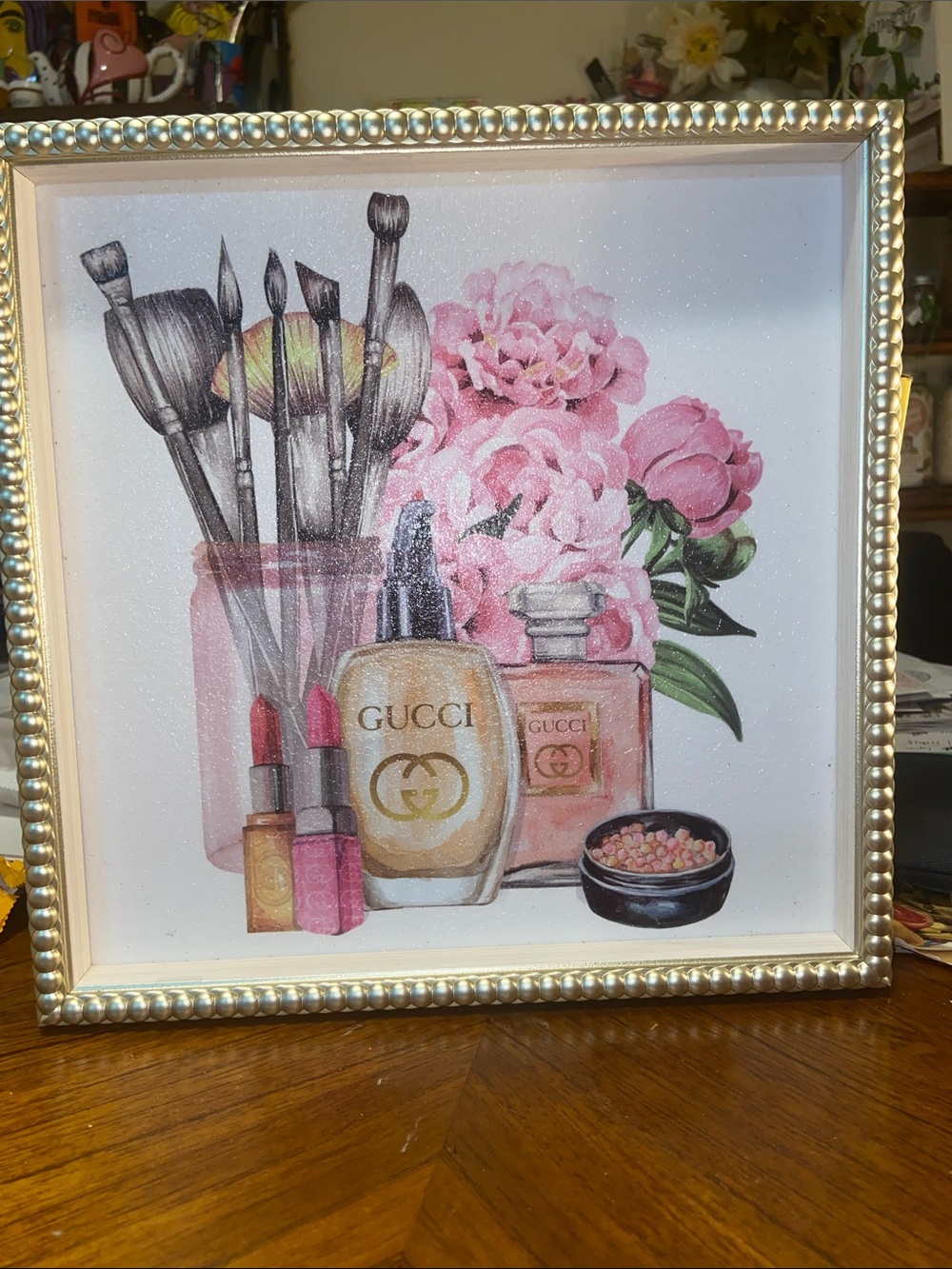 Pink & Gold Makeup Vanity Art Print